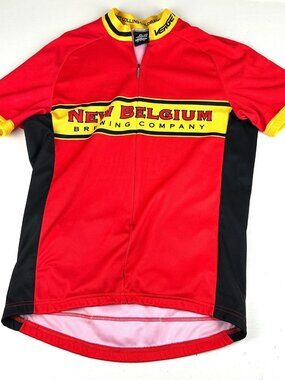 Verge New Belgium Brewing Fat Tire Cycling Jersey Mens L Racing Red Black Yellow